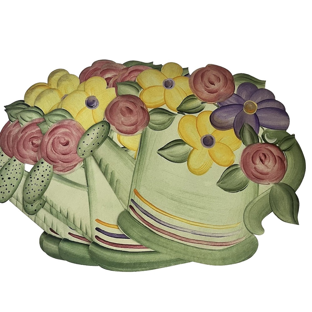 2002 Carole Shiber set 6 Artabilities handpainted vinyl placemats watering can